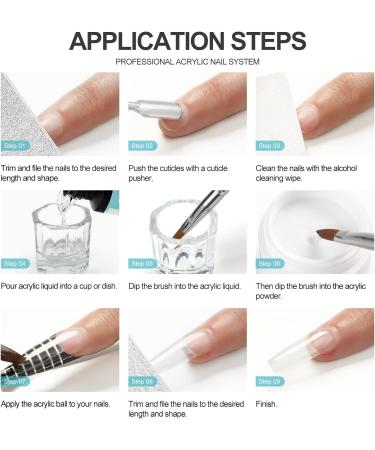 PEACECOLOR Acrylic Nail Kit 8G 2PC Clear White Acrylic Powder Set Professional Acrylic Nail Powder for Nail Acrylic Extension Nail Carving Long-Lasting No Nail Lamp Needed for Home DIY color 167 - Buy Online on SooperMarket.com