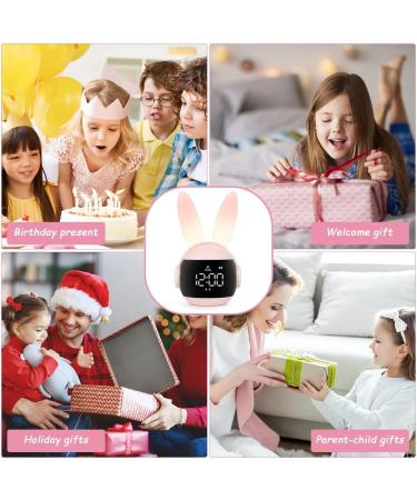 Vicloon Rabbit Children's Alarm Clock - Dual Alarm 6 Ringtones Snooze & 90-Day Standby - Perfect Gift for Kids (Pink) - Buy Online on SooperMarket.com