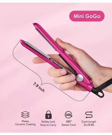 Terviiix Mini Flat Iron for Short Hair/Bangs - 0.5'' Portable Ceramic Straightener in Pink - Buy Online on SooperMarket.com