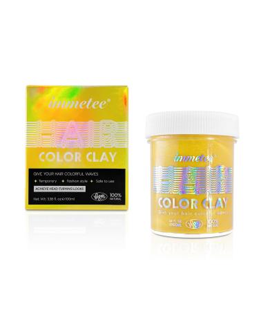 immetee Hair Color Wax Temporary Hair Color Wax Temporary Hair Tinting Gifts for Children Girls Washable for Christmas Party Cosplay Birthday 100g (Clay Yellow)