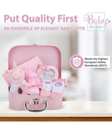 Baby Box Shop Newborn Baby Girl Gifts - 7 Essentials for Baby Girl Hamper | Baby Shower & Welcome Gifts | Pink New Born Baby Gifts - Buy Online on SooperMarket.com