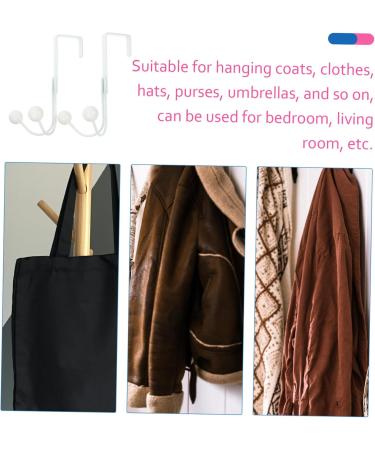 CIYODO 2pcs Double Hook Towel Rack Coat Hangers Metal Coat Hanger Hooks Hanging Hook Wall Mount Nail 14x9cm White - Buy Online on SooperMarket.com
