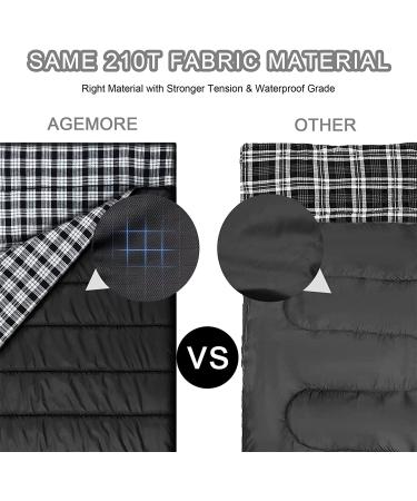Cotton Flannel Double Sleeping Bag for Camping & Backpacking | Queen Size 2 Person Waterproof Sleeping Bag for Adults | Lightweight & Waterproof | Ideal for Truck, Tent, or Sleeping Pad | Black/White - Buy Online on SooperMarket.com