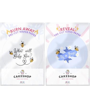Cakeshop Burn Away Edible Cake Topper Pack | 1 x Icing sheet & 1 x Wafer Sheet | Cute it s a Boy Gender Reveal Bee Theme | Personalise With Your Custom Text | Multiple Shapes & Sizes to Choose Non-prime - Buy Online on SooperMarket.com