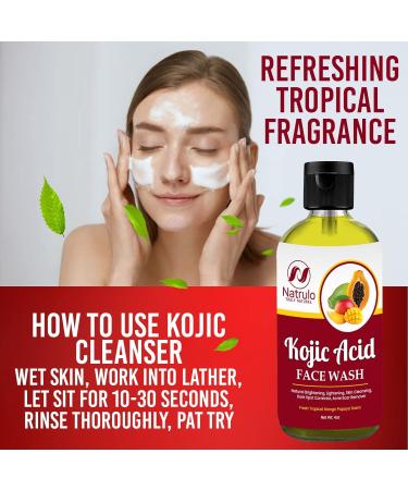 Kojic Acid Face Wash 4oz - Natural Brightening Cleanser for Dark Spot & Acne Scar Removal with Turmeric - Fresh Mango Papaya Scent - Made in USA - Buy Online on SooperMarket.com