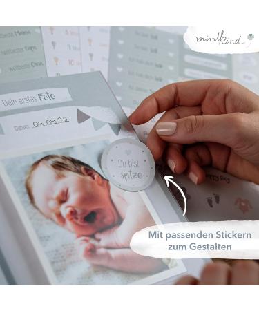 Mintkind Baby Album 'Your First Year of Life' A5 Mint - Customizable Photo Book & Sticker Set | Perfect Baby Gift for Boys & Girls | Ideal Memory Keepsake from 0 Months - Buy Online on SooperMarket.com