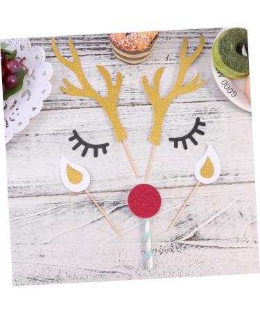 Didiseaon 10 Sets Glitter Outfit Cocktail Garnish Birthday Cake Topper Christmas Reindeer Cupcake Topper Christmas Toppers Antler Flash Plug-in Baking Paper Insert Card Child Top Hat - Buy Online on SooperMarket.com