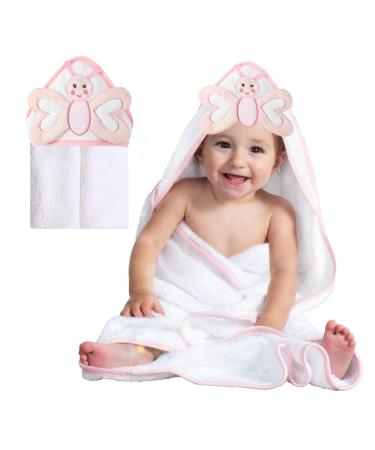 Mother's Choice Baby Towel With Hood - 100% Cotton Ultra Soft and Absorbent (84x84cm) Large Baby Bath Towel for Newborn and Infant Toddler Bath Towel for Boys and Girls 3D Butterfly Hooded Towel