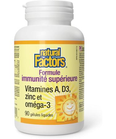 Natural Factors Super Immune Formula 90 liquid softgels Vitamin A D3 Zinc & Omega-3 One-per-Day Supports Immune Function - Buy Online on SooperMarket.com