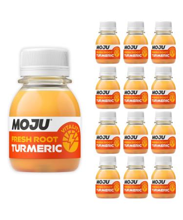 MOJU Turmeric Shots (12 x 60ml) | Pure Super Root Boost Natural Ingredients No Added Sugars or Sweeteners Vegan Turmeric 5 ml (Pack of 12)