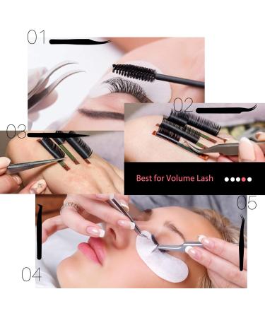 Lash Extension Tweezers Set - Curved & Straight Pointed Applicator Tool for Eyelash Extensions - Buy Online on SooperMarket.com