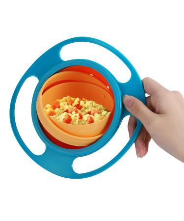 Universal Gyro Bowl Anti Spill Bowl Smooth 360 Degrees Dining Entertaining Bowls Bowl Sets Toddler Bowls Gyro Bowl Non Spill Feeding Toddler 360 Rotation Gyroscopic Bowl for Baby Kids(1Pcs Blue)