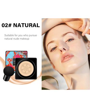 Mushroom Head Air Cushion CC Cream BB Cream Moisturizing Concealer Full Coverage Oil Control Long-Lasting Waterproof BB Cream Liquid Foundation Lightweight Flawless Brightening Makeup (Natural) 20 g (Pack of 1) Natural - Buy Online on SooperMarket.com