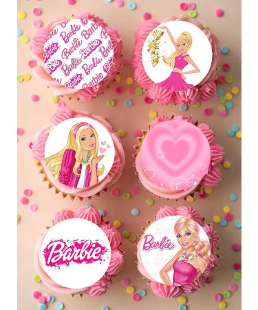Pre-Cut Barbie 6B Edible Stand up Wafer/Rice Paper Cupcake Cake Toppers Birthday Party Pink Decorations (24) - Buy Online on SooperMarket.com