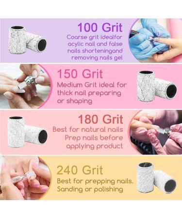 100Pcs Nail Sanding Bands - Fine 240 Grit for Nail Drill | Manicure & Pedicure Set with 3/32 Nail Sanding Bit - Buy Online on SooperMarket.com