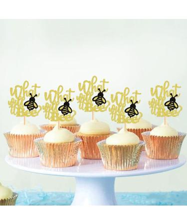 Cyodoos 24Pcs Bee Cupcake Toppers What Will It Bee Cake Decorations for Bee Theme Baby Shower Kids Boys Girls Birthday Party Decoration Supplies Bee5 - Buy Online on SooperMarket.com