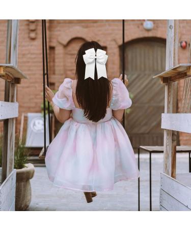 2 Pack 6 inch Bow Hair Clips Large Hair Bow Hair Barrette Clips for Women Girls White Hair Bow for Women - Buy Online on SooperMarket.com