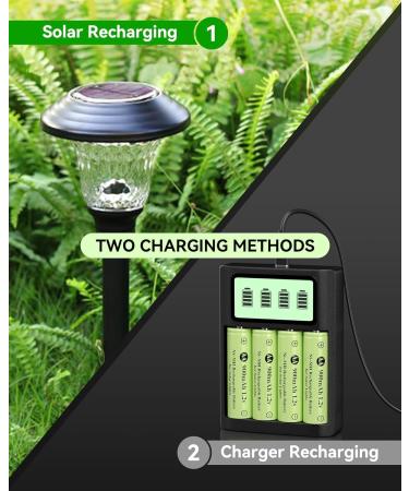 1.2V AA Ni-MH Rechargeable Batteries - 900mAh High Capacity for Solar Lights & Outdoor Use - 12 Pack - Buy Online on SooperMarket.com