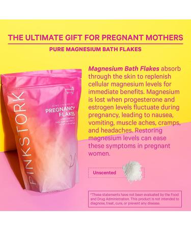 Pink Stork Pregnancy Flakes Bath Salts with Pure Magnesium - 2 lbs - Alleviates Pregnancy Aches & Pains, Morning Sickness Relief - Unscented, Women-Owned - Buy Online on SooperMarket.com
