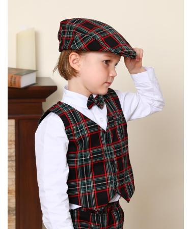 Mint Green Baby Flat Cap | Vintage Drivers Hat | Breathable & Soft | Age 0-8 Years | 1-2 Years | Black Plaid - Buy Online on SooperMarket.com
