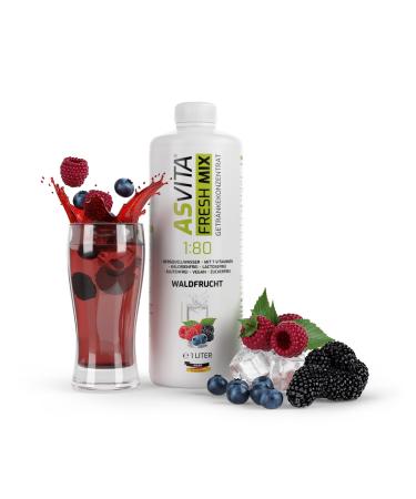 Asvita beverage concentrate Fresh Mix 1: 80-1 liter bottle - beverage syrup sugar -free - 26 syrup delicious flavors (forest fruit) Extra taste for water
