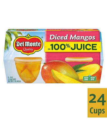 Del Monte Diced Mangoes Fruit Cups 4.4oz (Pack of 24) - Delicious and Convenient Snack Option - Buy Online on SooperMarket.com