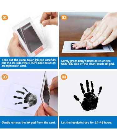 Aobetak Baby Footprint & Handprint Set - Safe Clean Touch Stamp Pillow for Newborns & Pets - 2 PCs Impression Kit (Black) - Buy Online on SooperMarket.com