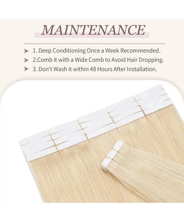 Tess Tape Extensions #613 Blond - 30cm Remy Real Hair Adhesive Tape Extensions - 20 Pack Smooth Light Blonde Hair Extensions - Buy Online on SooperMarket.com