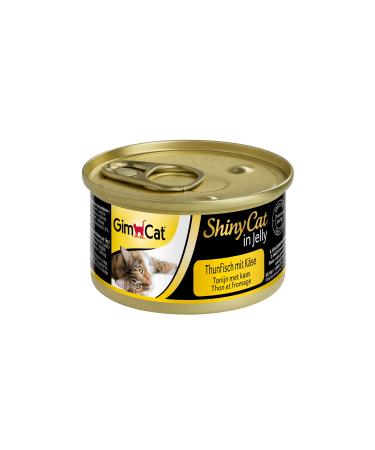 Gimcat Shinycat in Jelly Thunfish with cheese - wet food with fish and taurine for cats - 24 cans (24 x 70 g) single tuna with cheese