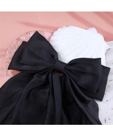 Allereya Vintage Large Silk Bow Hair Clip Barrette - Black Ribbon Hair Accessory for Women and Girls - Buy Online on SooperMarket.com