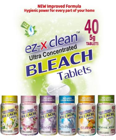 Ultra Concentrated Water Activated Bleach Tablets - New Formula for Laundry & Cleaning | 40 Tablets Phosphate Free Replaces Liquid Bleach - Buy Online on SooperMarket.com