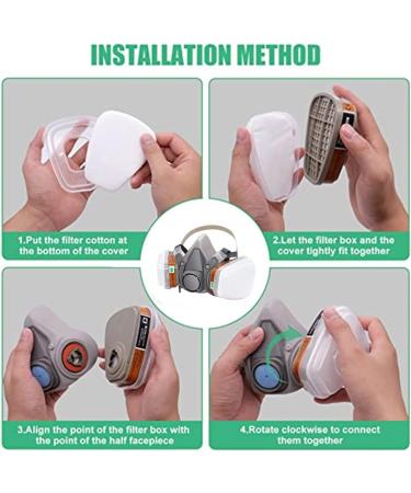 ANUNU Reusable Half Face Respirator with Filters/Goggle - Protection Against Dust, Organic Gas, and Vapors for Epoxy Resin, Welding, Woodworking - Buy Online on SooperMarket.com