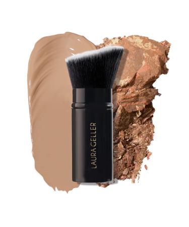 LAURA GELLER NEW YORK Retractable Black Kabuki Brush for Liquid, Cream and Powder Face Makeup With Aluminum Handle