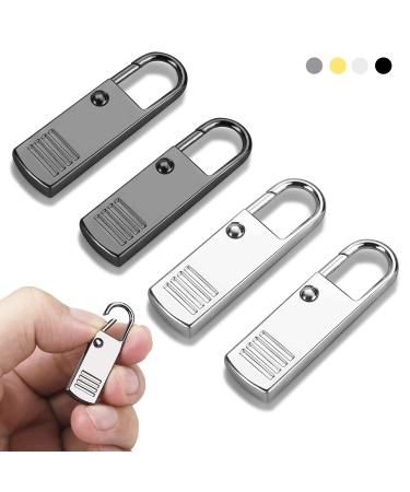 Zipper Pull Replacement Slider 4PCS Universal Metal Handle Mend Fixer Zipper Tab Repair kit for Suitcases Luggage Jacket Backpacks Wallet Coat Purse
