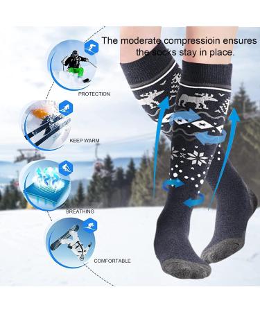 Fayhijun Merino Ski Socks for Men Women & Kids Warm Breathable Thermal Sports Socks for Skiing & Snowboarding (Sizes 36-38 Dark) - Buy Online on SooperMarket.com