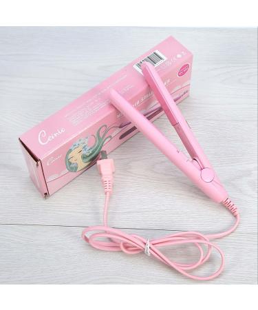 Mini Hair Straightener 2 Colors Ceramic Plate Curler for Quick Styling Suitable for Travel & Green (US Plug) US Plug Pink