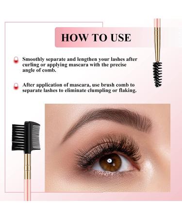 Pink Eyebrow and Eyelash Grooming Tool Set for Women - 3 Pcs Dual Comb and Brush Makeup Kit - Buy Online on SooperMarket.com