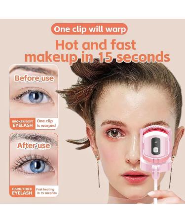 ATTEASAY Heated Eyelash Curler | 3 Heat Modes, LCD Display, USB Rechargeable - Pink - Buy Online on SooperMarket.com