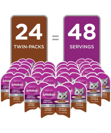 WHISKAS Perfect Portions Wet Cat Food Cuts in Gravy - Turkey - 75g (24 Pack) Cuts in Gravy Turkey 75 g (Pack of 24) - Buy Online on SooperMarket.com