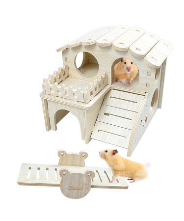 Amjkeji 2 pieces DIY hamster toys made of wood hamster house made of wood hamster cake player toys accessories for dwarfhamster chinchilla