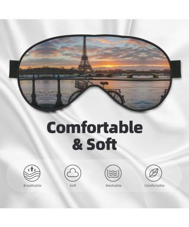 Eiffel Tower Bike Sleep Mask - Adjustable Breathable Eye Mask for Ultimate Comfort - Fashionable Travel Accessory - Buy Online on SooperMarket.com