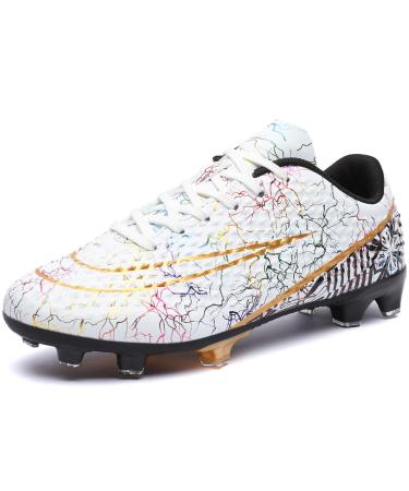 Dimaiglobal soccer shoes men Spike Microfiber Cleats Professional football shoes children adolescent athletics training shoes outdoor sports shoes football boots 39 EU white