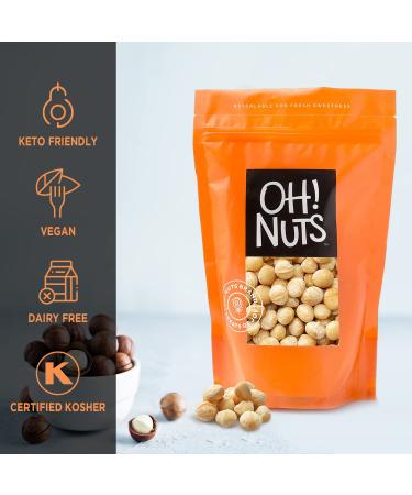 Oh! Nuts Oven Roasted Macadamia Nuts - Large-Sized, Unsalted, Gluten-Free Keto Snack | All-Natural, Additive-Free Healthy Nuts in Resealable Bag (1 lb) - Buy Online on SooperMarket.com