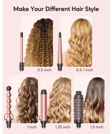 Wavytalk 5 in 1 Curling Iron Set with 4 Interchangeable Ceramic Wands & Heat Protective Glove - Instant Heat Up for Effortless Styling - Buy Online on SooperMarket.com