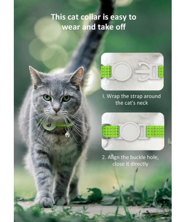 Reflective Airtag Cat Neck Band with Bell - Luminous Green Kitten Collar for Puppies & Cats - Buy Online on SooperMarket.com