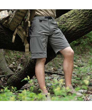 FREE SOLDIER Men's Cargo Shorts 32W x 12L Gray - Lightweight Quick Dry Hiking Tactical Shorts with Belt | Nylon Spandex Blend | Breathable & Durable - Buy Online on SooperMarket.com