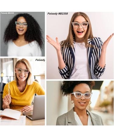 FEISEDY Diamond Blue Light Blocking Cat Eye Glasses for Women - Rhinestone Oversized Anti Eyestrain Computer Glasses Frame B2358 - 51mm - Buy Online on SooperMarket.com