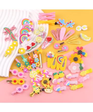 Colorful 56-Piece Hair Clips Set for Girls - Rainbow Sweets & Flower Designs | Perfect Hair Jewelry for Toddlers & Teens - Buy Online on SooperMarket.com