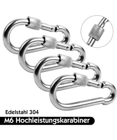 Buy DONQL 4 STK M6 Stainless Steel Carabiner Hooks - 135 kg Load Capacity for Camping Keys & Outdoor Use - Buy Online on SooperMarket.com