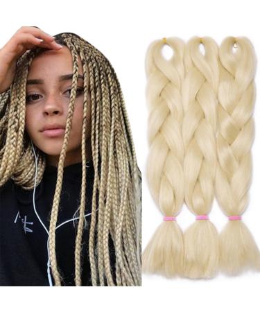 Tess Braids Extensions Blond 60 cm Jumbo Braids Kanecalon Kunsthaar for the single-laid box braids hair extension braid 100g/bundle of hair braids extension (1 piece-bright blonde) 60 cm (1 piece) #613 light blonde